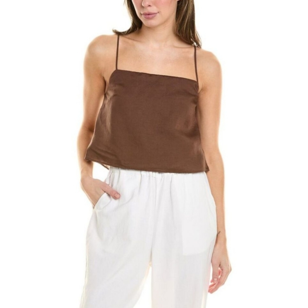NWT Onia Air Linen Square Neck Tank Size L Hickory Brown